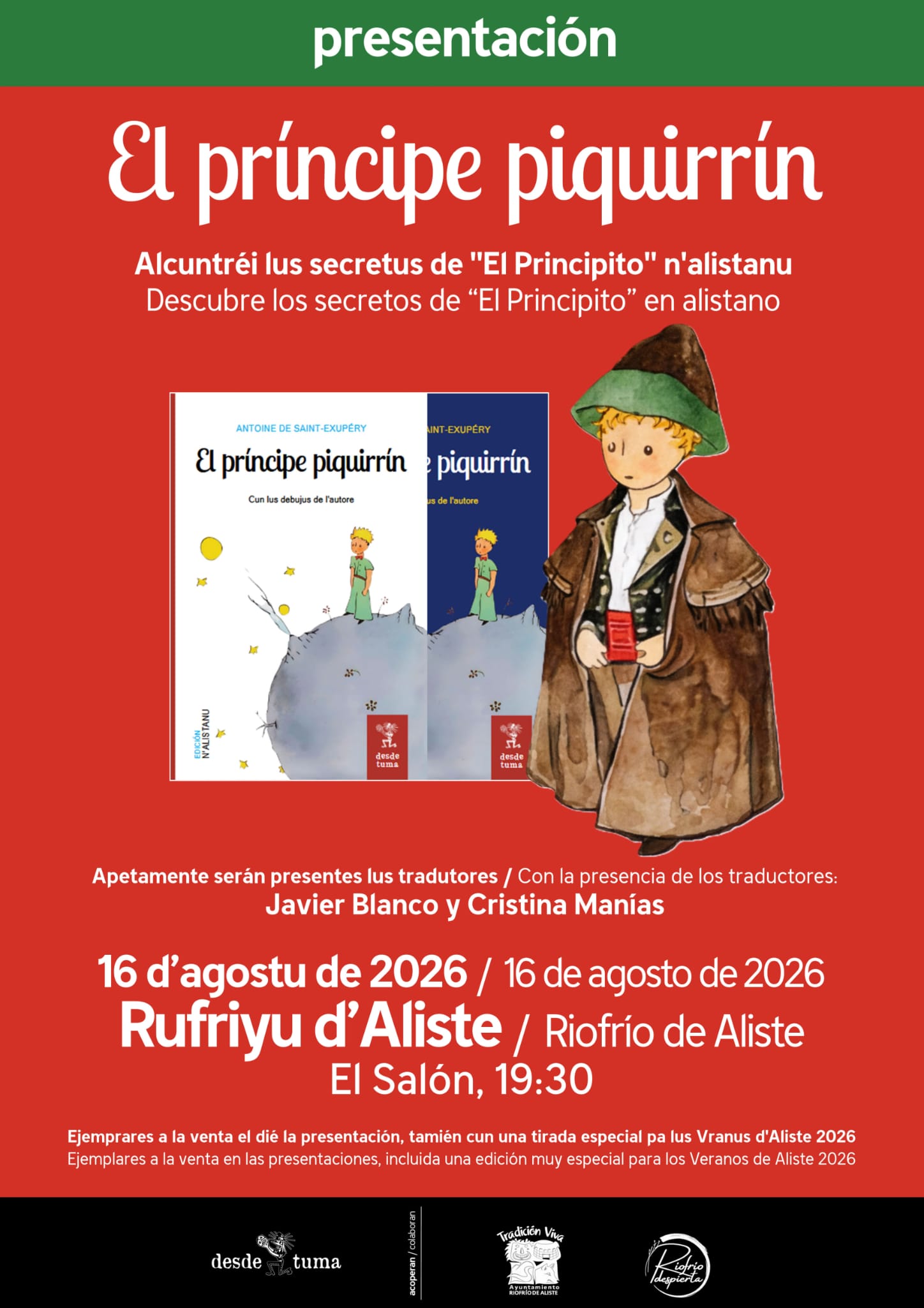 Cartel de la presentaci&oacute;n de 'El pr&iacute;ncipe piquirr&iacute;n' en Riofr&iacute;o de Aliste