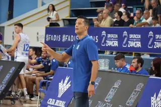 Saulo Hernández durante el encuentro frente al Palencia Baloncesto este jueves