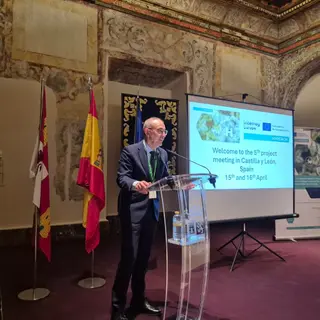 Director general de Industria de la Junta de Castilla y León, Mariano Muñoz inaugurando el encuentro interregional de socios del proyecto europeo HYPERION | JCyL
