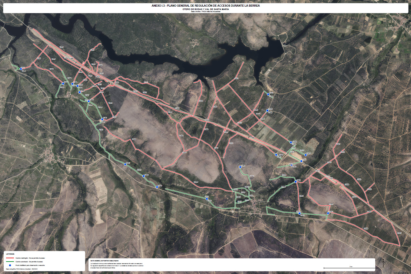 Plano de regulaci&oacute;n de accesos en Otero de Bodas y Val de Santa Mar&iacute;a durante la berrea