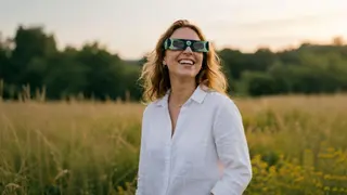 Mujer Con Gafas Para El Eclipse. Ep
