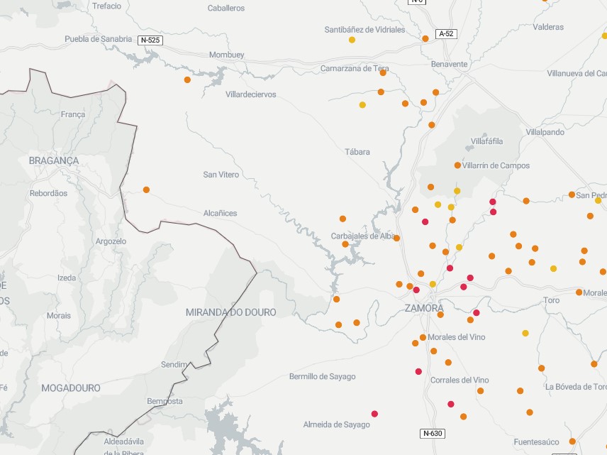 Mapa de los municipios con el agua afectada por niveles altos de nitratos | Datadista (SINAC)