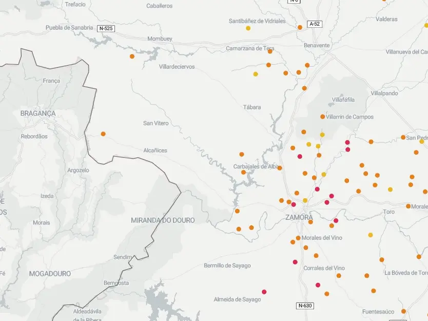 Mapa de los municipios con el agua afectada por niveles altos de nitratos | Datadista (SINAC)