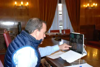 Requejo durante el pleno telemático