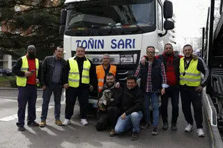 Algunos de los transportistas zamoranos que participan en los paros