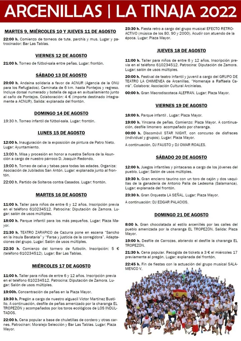 Programa de las fiestas de Arcenillas