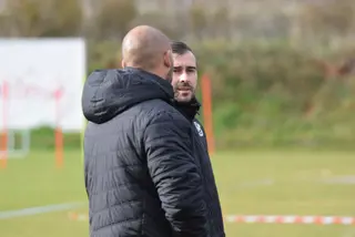 Yago Iglesias y Álex Otero en un entrenamiento