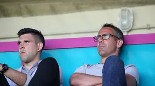 Gorka Etxeberria e Iván Curiel, en el estadio Helmántico FOTO SALAMANCA24HORAS.COM