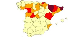 Lista de riesgo de las diferentes provincias del Ministerio de Sanidad