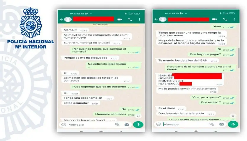 Captura de pantalla de un intento de estafa