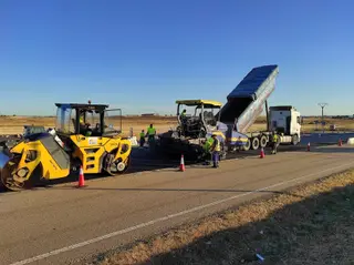 Obras en una carretera- Imagen de archivo