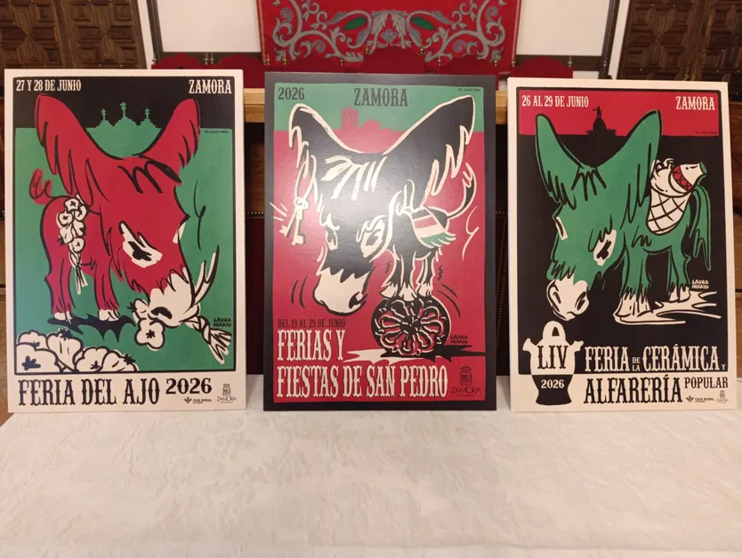 Los tres carteles diseñados por Laura Merayo