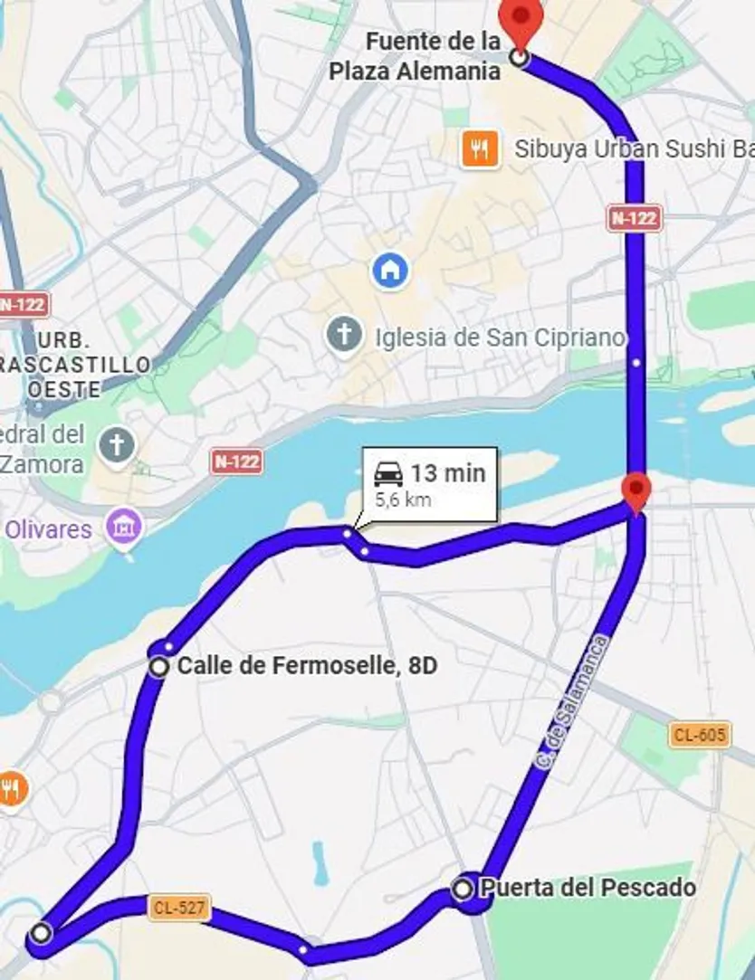 Recorrido de la Lanzadera 1