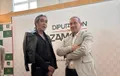 Mario Vaquerizo junto al presidente de la Diputación, Javier Faúndez en la Gala de los Premios Talento 