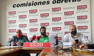 Comisiones Obreras Educación en un momento de la rueda de prensa