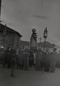 Procesión de la Virgen del Rosario en la década de los 50. Fuente archivo Personal Víctor Lozano Baena