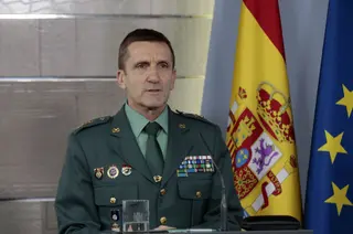 El jefe del Estado Mayor de la Guardia Civil, José Manuel Santiago Marín, interviene en la rueda de prensa convocada por el Comité Técnico del Covid-19 para informar sobre las últimas novedades r