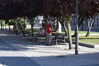 Zamoranos a la sombra ante el intenso calor. Archivo