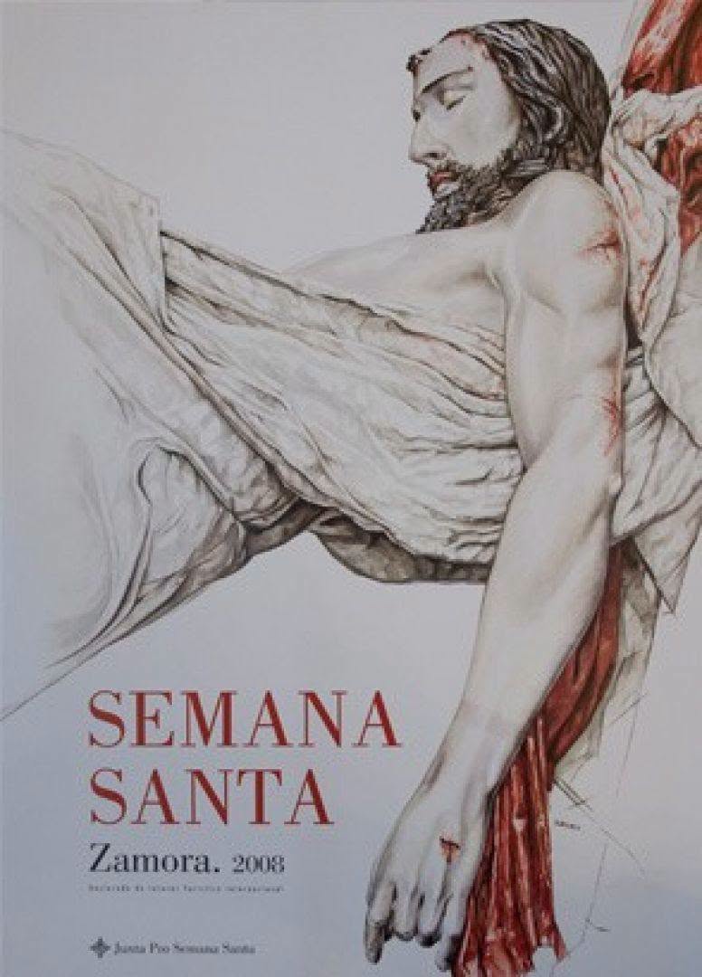 Cartel oficial Semana Santa de Zamora 2018, un dibujo del Jes&uacute;s de La Conducci&oacute;n Al Sepulcro.