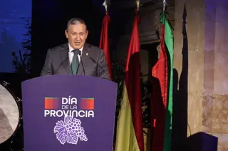 Javier Faúndez durante su discurso en el Día de la Provincia