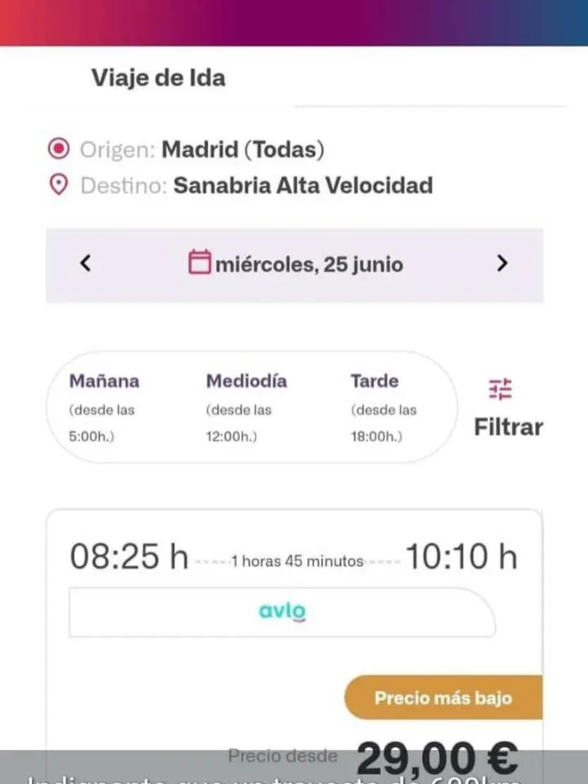 Precios desorbitados del tren