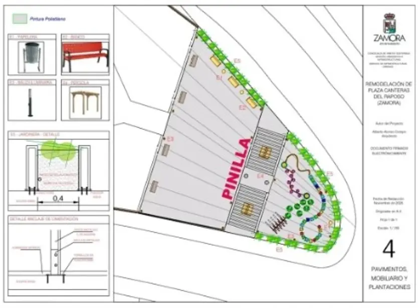 Plano de la actuación que se acometerá en la plaza de Cantera del Raposo
