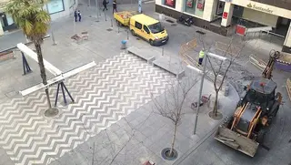 Reposición de adoquines de la plaza Fernández Duro