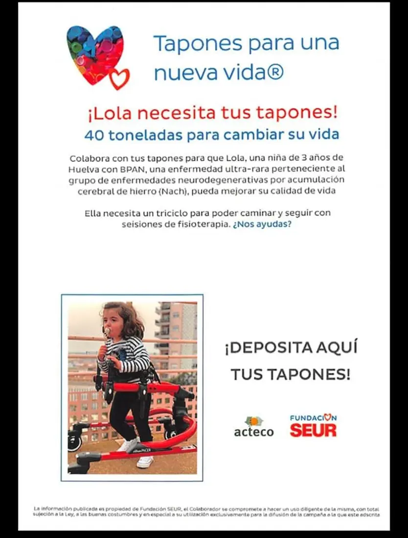Cartel de la recogida de tapones