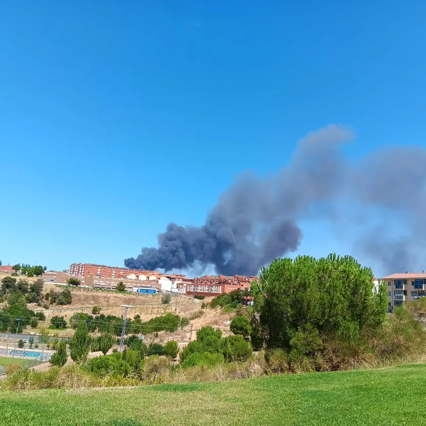 Incendio En Una Planta De Tratamiento De Residuos De Roales. Columna De Humo Visible Desde Zamora Capital
