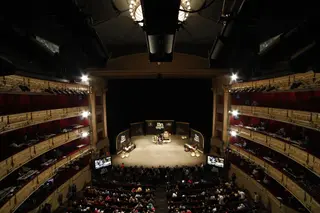 Plano del Teatro Real de Madrid durante la celebración del Sorteo Extraordinario de la Lotería de Navidad. Archivo