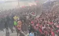 Llegada del autobús del Zamora CF al Ruta de la Plata