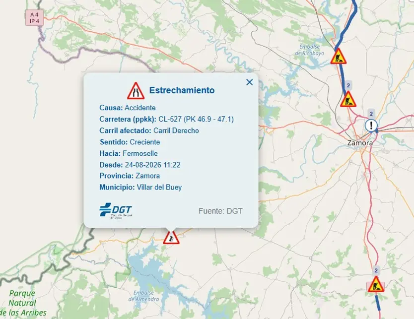 Estrechamiento de la vía en el lugar del accidente | DGT