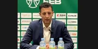 Saulo Hernández en la rueda de prensa tras el encuentro