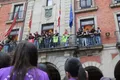 Celebración del BM Zamora desde el balcón del Ayuntamiento ante su afición
