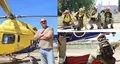 El ingeniero forestal César Ventosa (izda.) y el entreno de las brigadas en la Base Helitransportada de Villaralbo