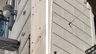 Fachada de Casa Andreu a la izquierda y de la Casa Guerra a la derecha. Ambas en Santa Clara