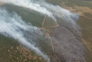 Incendio originado esta tarde en la Dehesa de San Julián, en Carrascal
