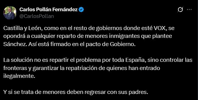 Carlos Poll&aacute;n en su red social X