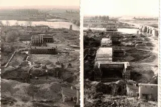 Dos fotografías históricas muestran cómo se levantó el Puente Nuevo sobre el río Esla