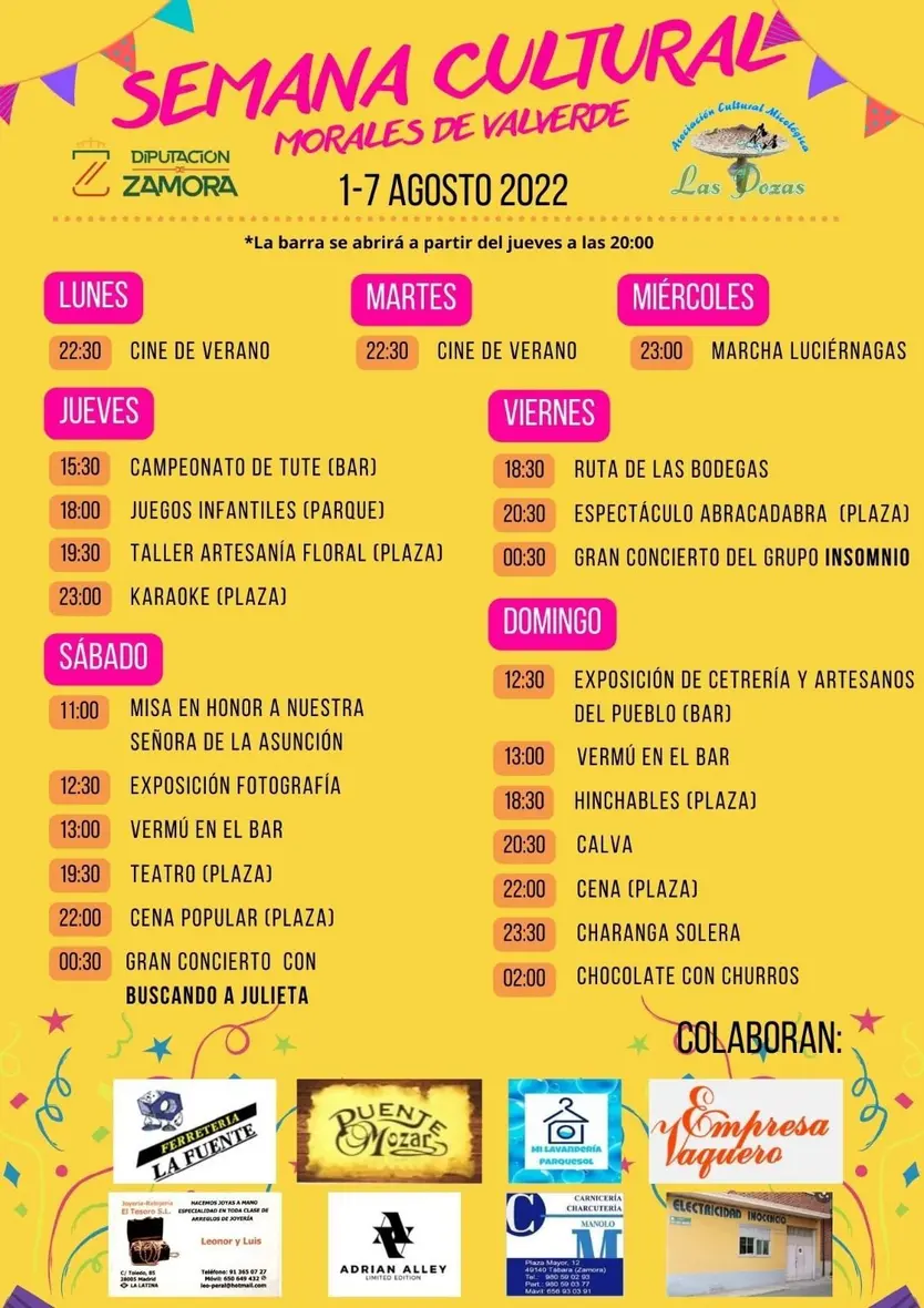 Programa de la semana cultural de Morales de Valverde