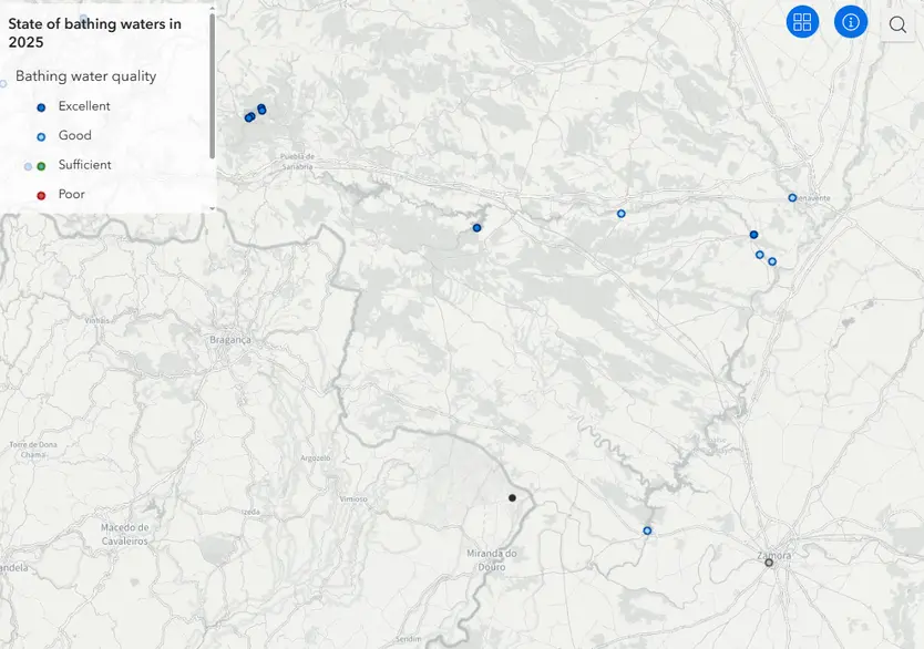Parte Del Mapa De La Agencia Europea Del Medioambiente Con Las Zonas De Baño