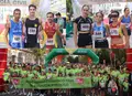 Ganadores de la prueba (arriba) y autoridades con los niños de la asociación Corriendo con el Corazón por Hugo (abajo)