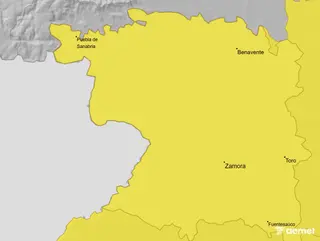 Mapa de AEMET que sitúa a Zamora en riesgo