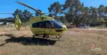 El helicóptero en Sanabria y la ambulancia para trasladar a los senderistas este lunes