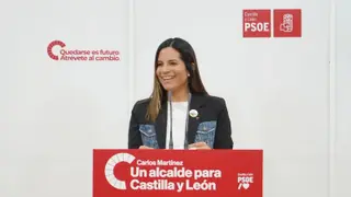 La vicepresidenta del PSOE de Castilla y León, Nuria Rubio, en rueda de prensa | Miriam Chacón | ICAL