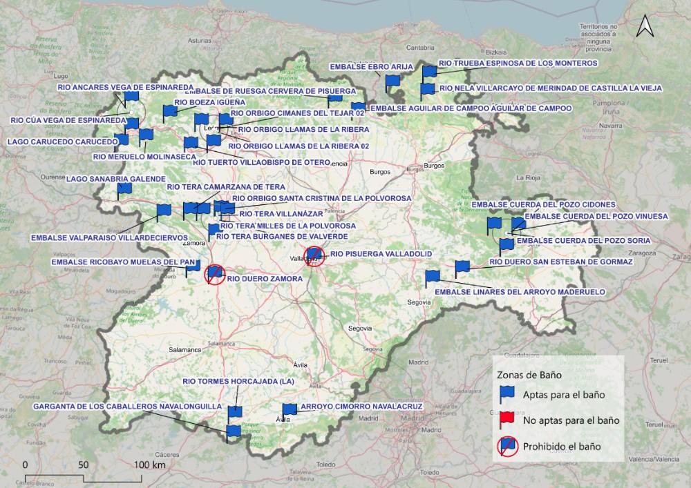 Mapa De Aptitud Del Agua En Las Zonas De Ba&ntilde;o Entre El 15 Y El 19 De Junio
