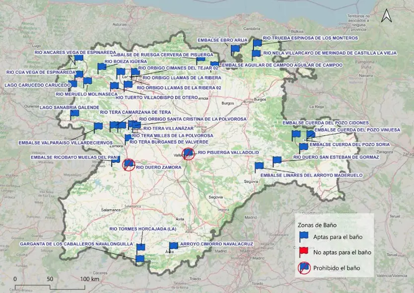 Mapa De Aptitud Del Agua En Las Zonas De Baño Entre El 15 Y El 19 De Junio