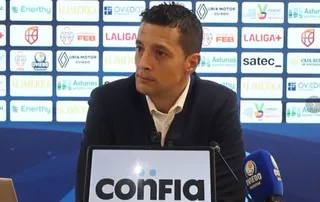 Saulo Hernández en la rueda de prensa tras el partido