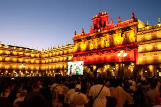 Jesús Formigo / ICAL . Final del mundial de futbol en la Plaza Mayor de Salamanca