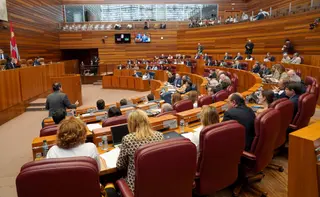 Leticia Pérez / ICAL. El presidente de la Junta, Alfonso Fernández Mañueco, durante su intervención en el Pleno de las Cortes de Castilla y León